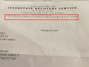 Photo: Example of magazine mail scam