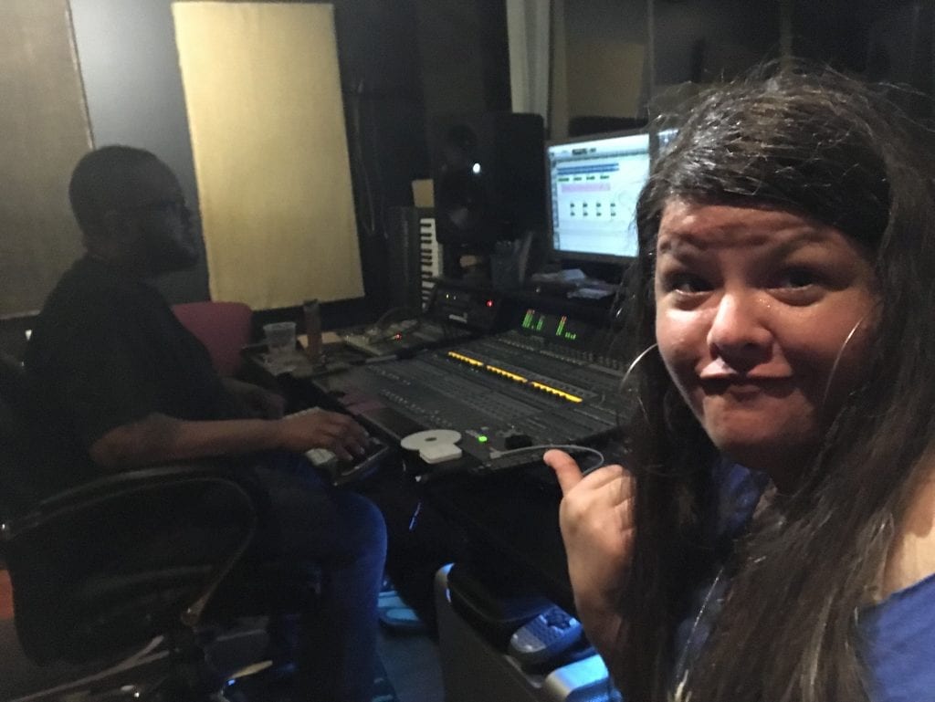 Photo: Rachel in the studio with Jaz at 64111 Studios